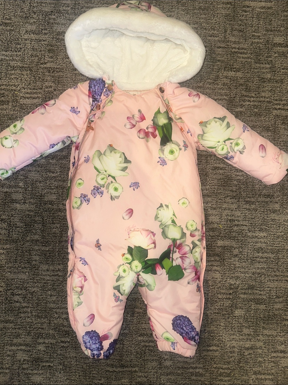 Ted Baker London Pink Floral Padded Baby One-Piece